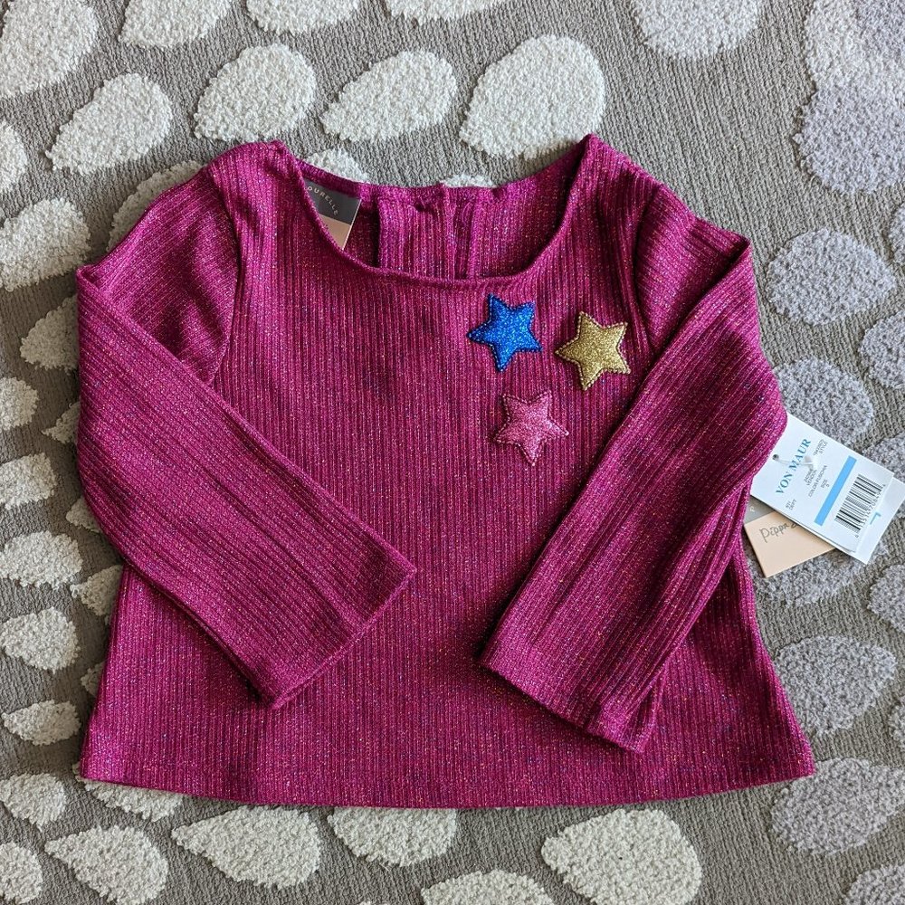 Pippa & Julie Girls Sparkly Long Sleeve Top - Size 5